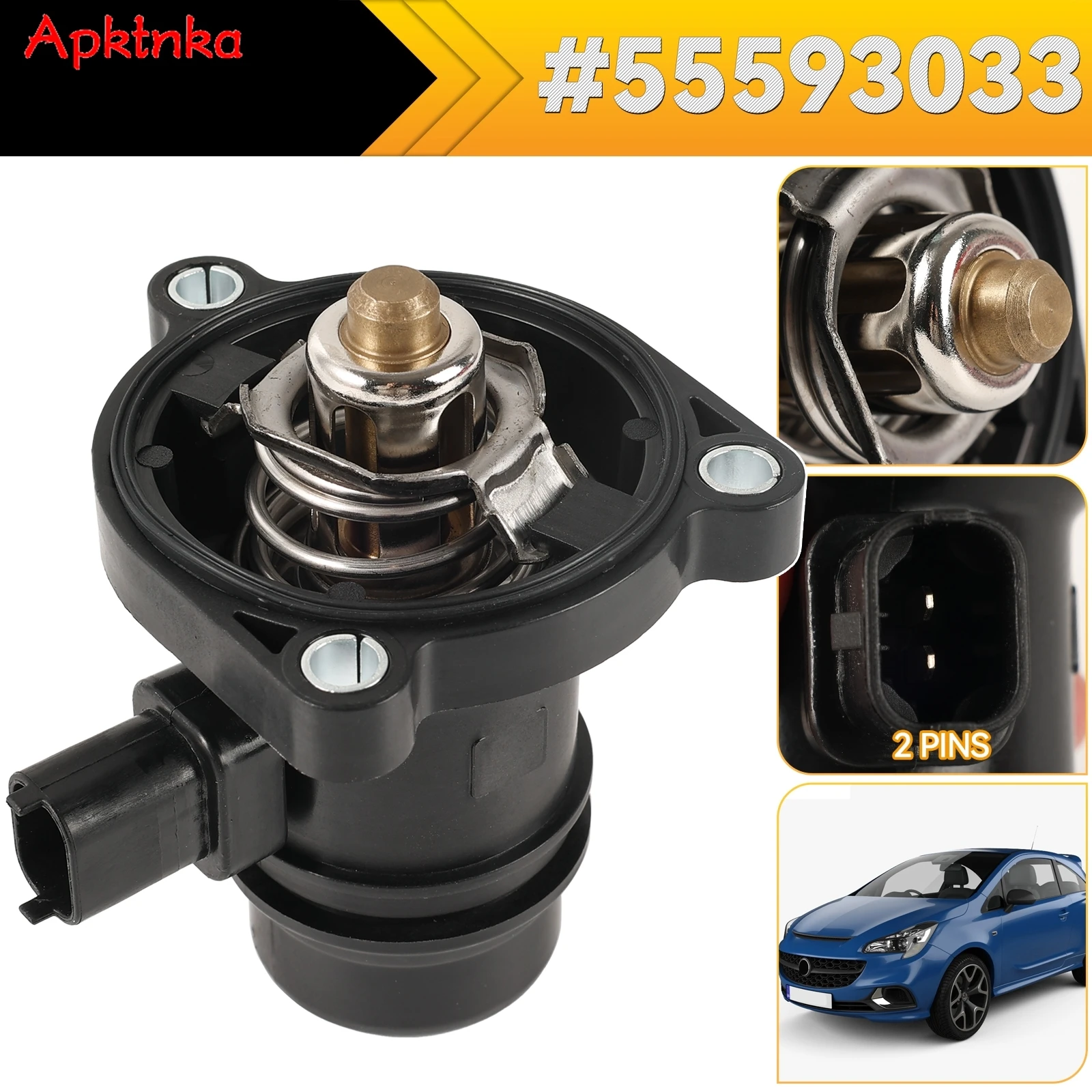 Carcasa del Termostato de Refrigerante con Sello 55593033 para Chevrolet Aveo, Cruze, Opel Adam, Astra, Corsa D, E, Meriva, Peugeot 306, 405, Vauxhall
