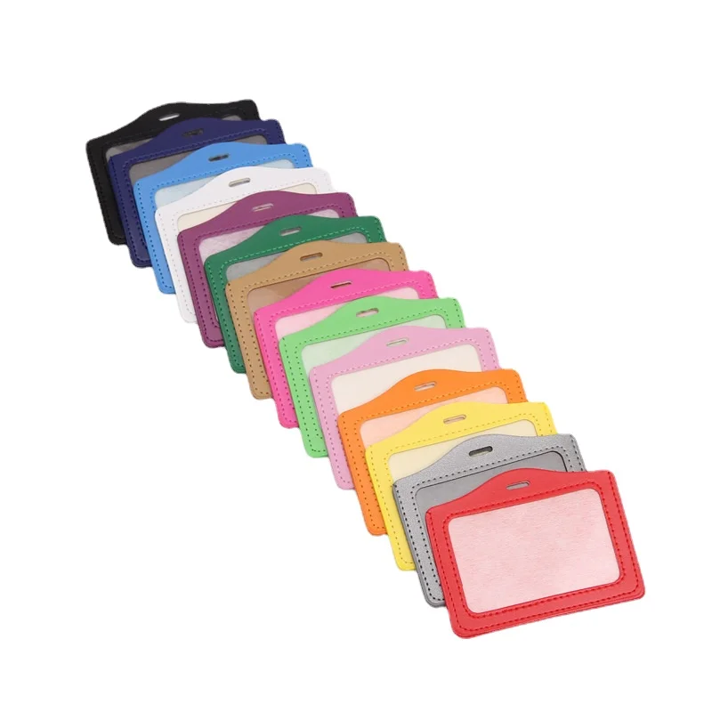 PU Leather ID Badge Holder Case, Name Tag, Bus Pass, Work Card Holder, Capa, Trabalhando Permit Sleeve, Horizontal, Vertical, Disponível