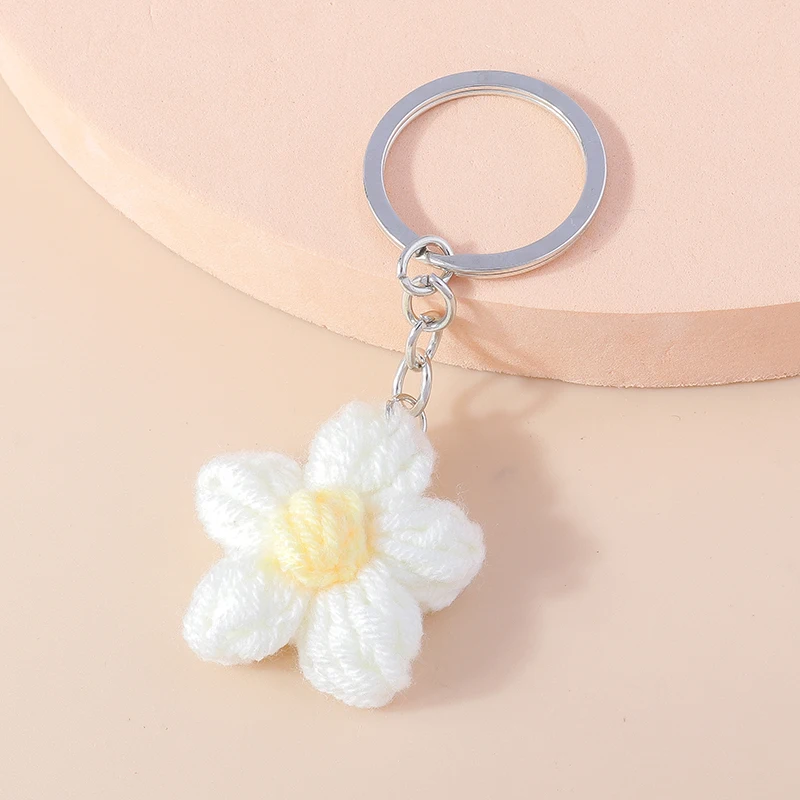 Aihua Heiße Neue Handgemachte Gestrickte Schlüsselbund Schlüsselring Für Frauen Mädchen Nette Gehäkelte Blume Anhänger Auto Schlüssel Ring Handtasche Charme Geschenke – Detail 15