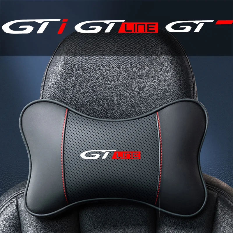 

1Pcs Car Seat Headrest Auto Logo Neck Pillow For Peugeot 3008 2008 308 208 GT LINE GTi 508 5008 Auto accessories interior
