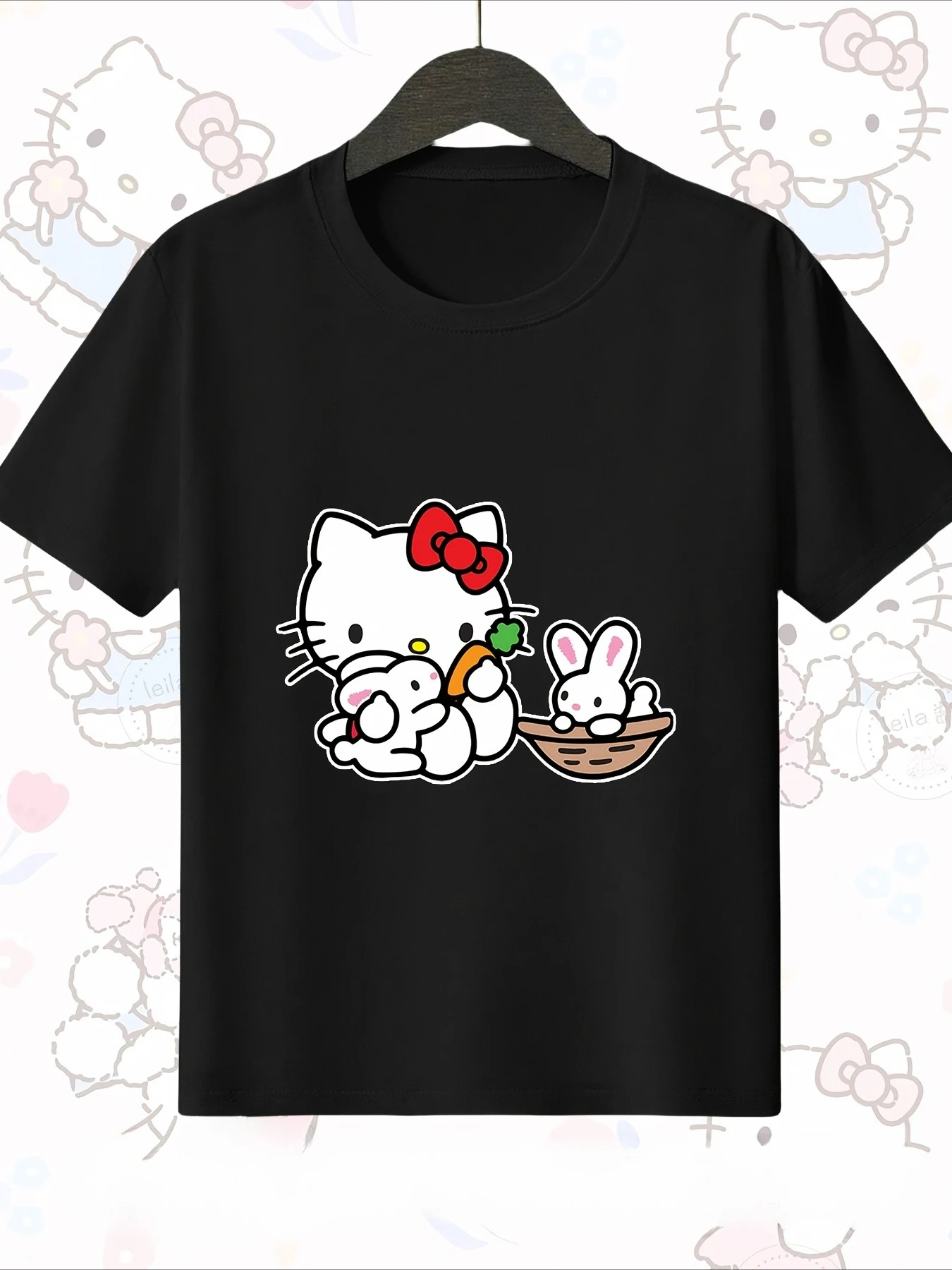 

Хлопковые мужские и женские футболки с графическим принтом «Hello Kitty», лето, осень-зима, роскошные брендовые спортивные футболки с короткими рукавами