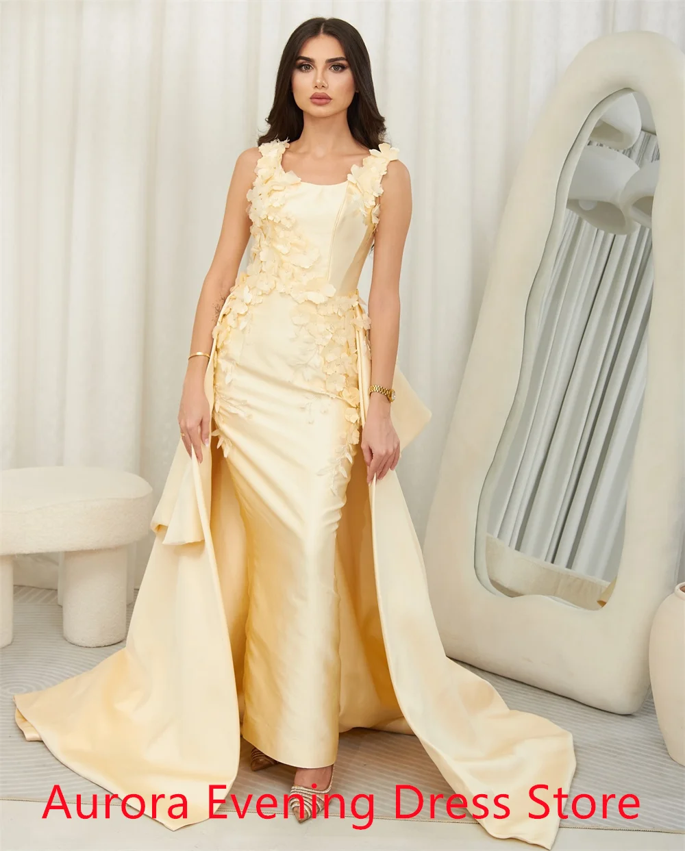 

Customized Elegant pure Jersey Homecoming Dress Formal Square Collar Cap Sleeve Appliques Panel Train Zipper Back Robe de soirée