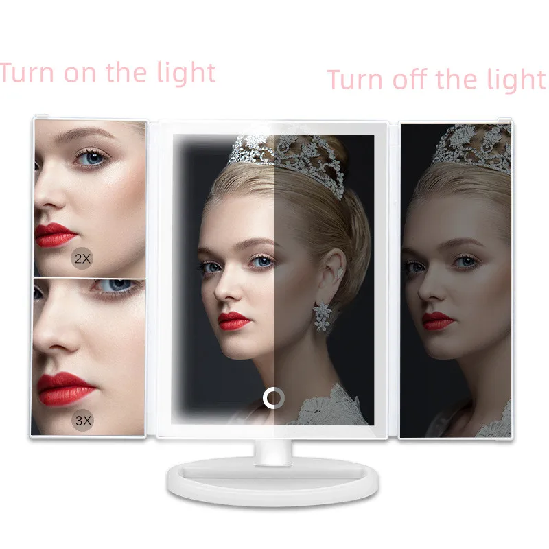 Specchio per trucco a luce portatile a LED luci per vanità trucco compatto specchi tascabili vanità cosmetica pieghevole a mano lampada a specchio a Led regalo