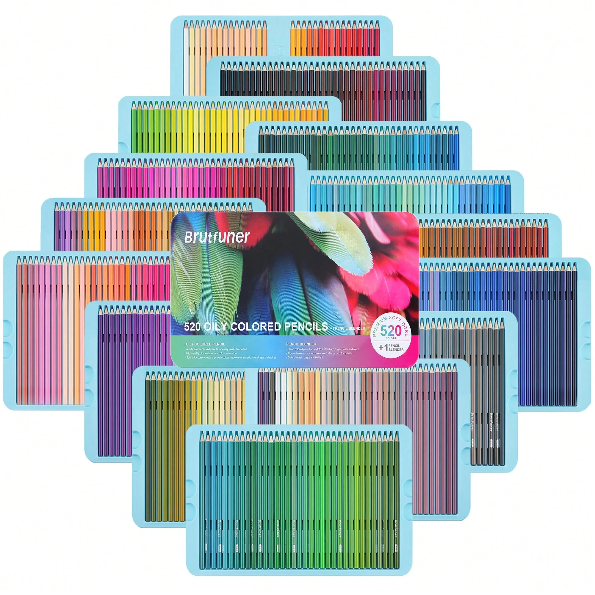 Pro Artist-Grade Colored Pencils Set - 48/72/120/160/180/240/300/520 Vibrant, Soft Core for Sketching & Shading,Pre-Sharpened