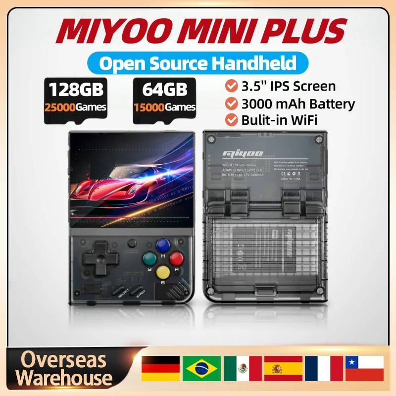 MIYOO Mini Plus Portable Retro Handheld Game Console 3.5-inch IPS HD Screen Linux System Classic Gaming Children's Emulator Gift