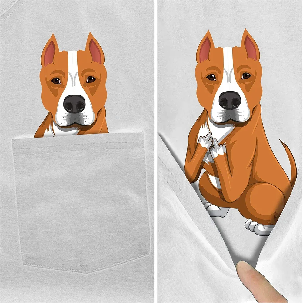CLOOCL Funny White Pure Cotton T-shirt Pocket Pet Dog Husky 3D Printed Shirts Men Women Fashion Cool Harajuku Casual Tee