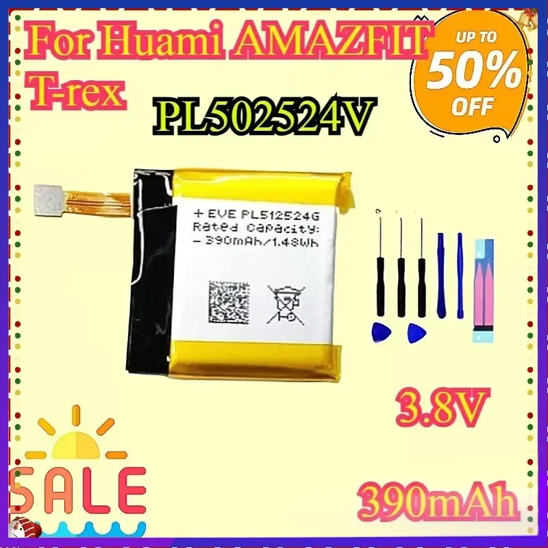 New PL502524V 390mAh Replacement Battery for Huami AMAZFIT Trex T-rex Verge Lite Global Version Gtr A1808 Smart Watch