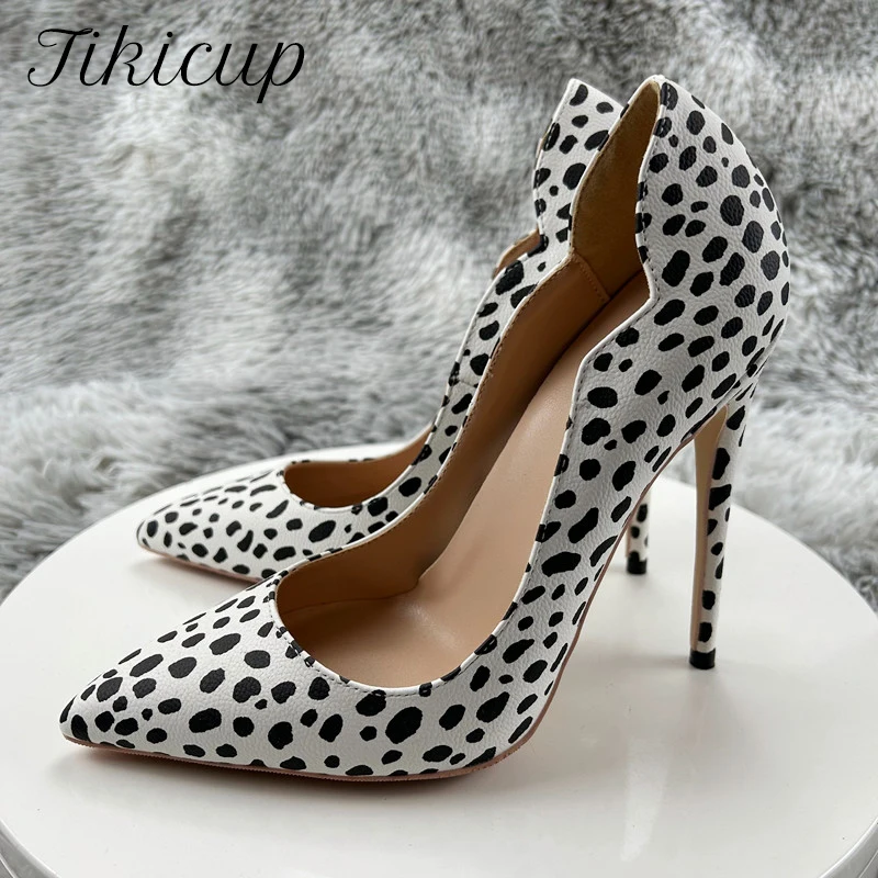 

Tikicup с леопардовым принтом и боковыми завитками, женские пикантные туфли на высоком каблуке с острым носком для праздничного платья, удобные туфли-лодочки без шнуровки на шпильке