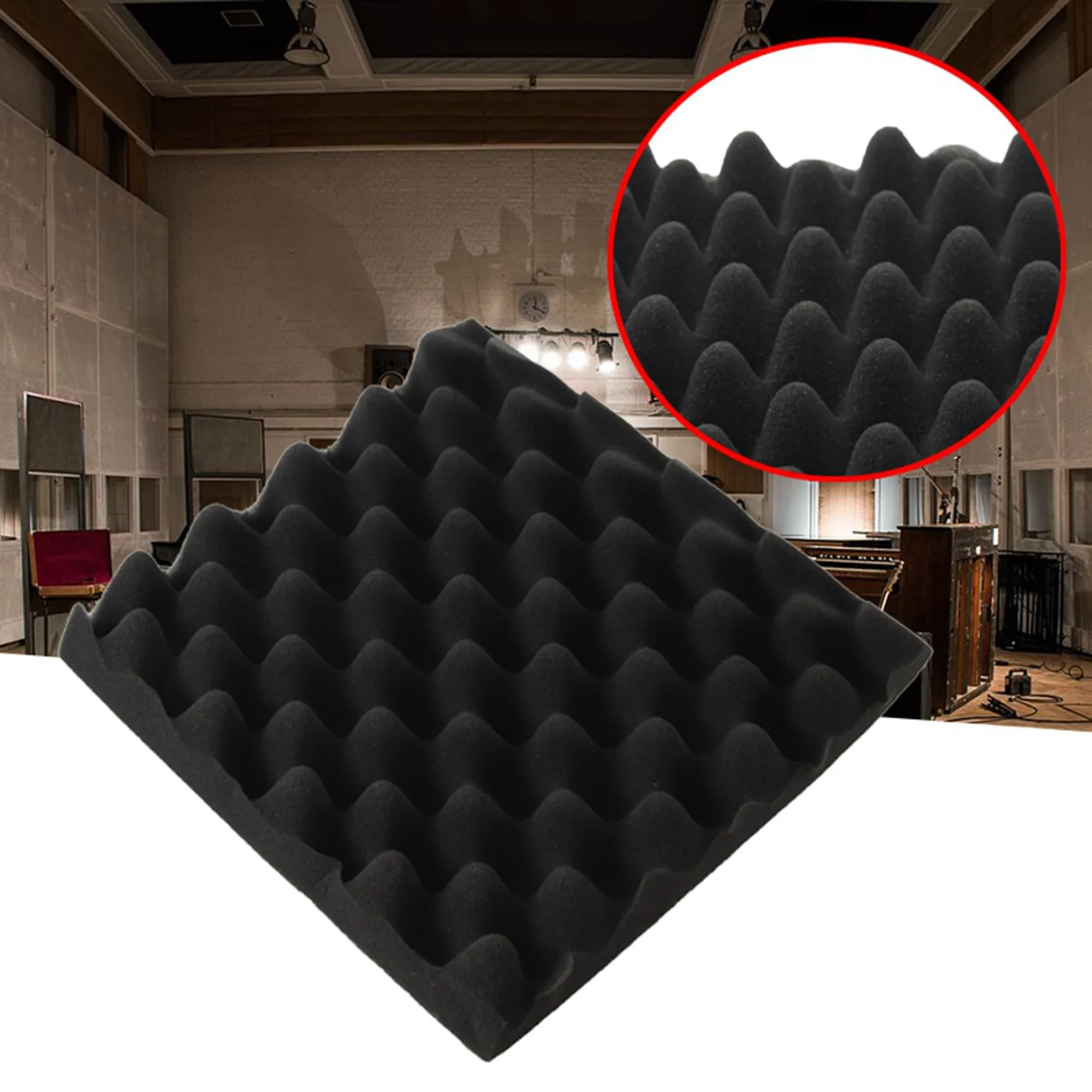 BHTS-5 Peças 25X25X5CM Espuma Acústica para Estúdio, Perfil Ovo, para Tratamento de Isolamento Sonoro