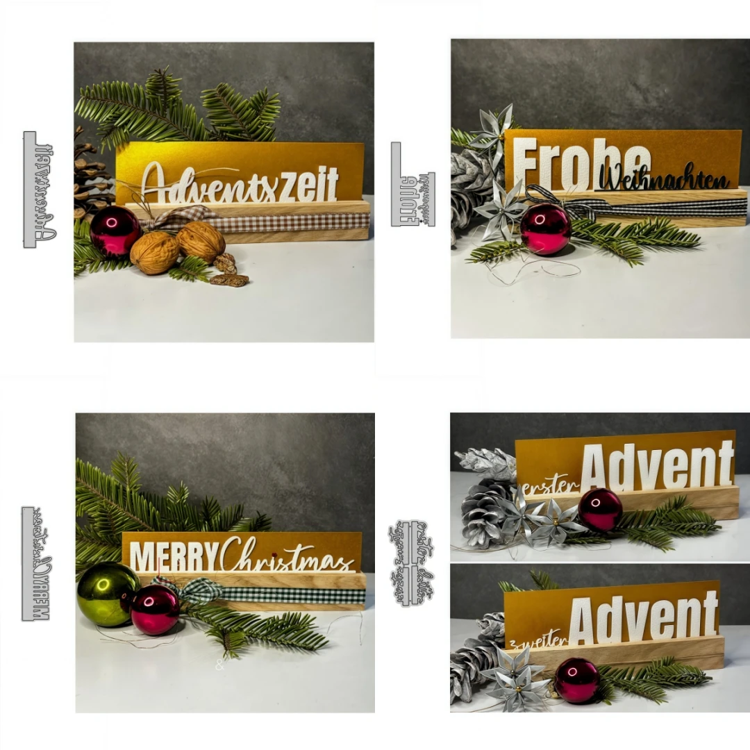Neues Weihnachtsgruß-Satz-Schneideform-Set für Sammelalben, Fotoalben und Kartenherstellung, Stanzen und Prägen