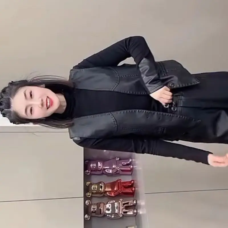 

Весенне-осенний жилет из искусственной кожи с вырезами в европейском стиле, модный дизайн с нерегулярной спиной, короткая кожаная куртка без рукавов, женский жилет