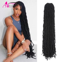 Alibaby-pelo sintético de ganchillo Loc, extensión de cabello trenzado negro, aspecto Natural suave, trenzas Nu Locs, 14-36 pulgadas, nuevo