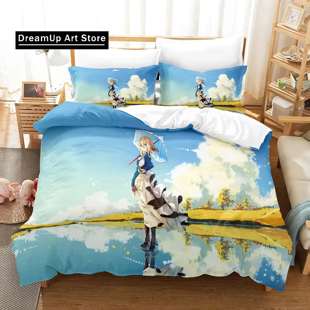 Anime Violet Evergarden 3d Bedding Set Duvet Cover Sets Comforter Japanese Kids Cartoon Boys Bed Linen Queen King Single Size