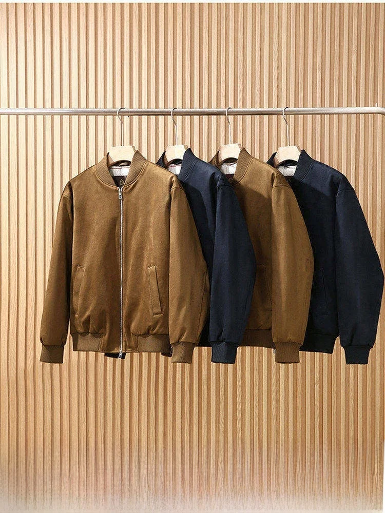 

Мужская повседневная хлопковая куртка-пилот с бейсбольным воротником, бархатистой текстурой, теплая, с длинными рукавами, приталенного кроя, Cleanfit Sle