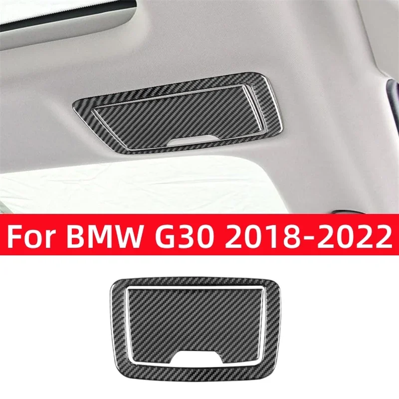 For BMW 5 Series G30 2018-2022 Accessories Carbon Fiber Interior Car Rear Vanity Mirror Panel Trim Cover Frame Decor Stickers