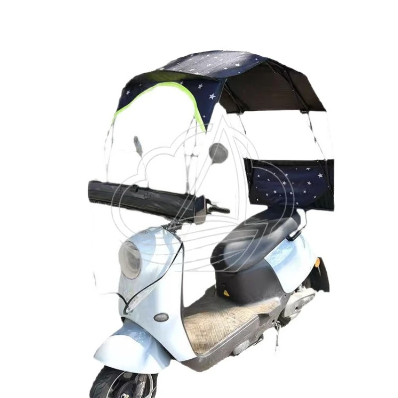Universal Folding Rain Canopy Sun Shade Cover for Electric Scooter Bike Windproof Waterproof Detachable Riding Umbrella