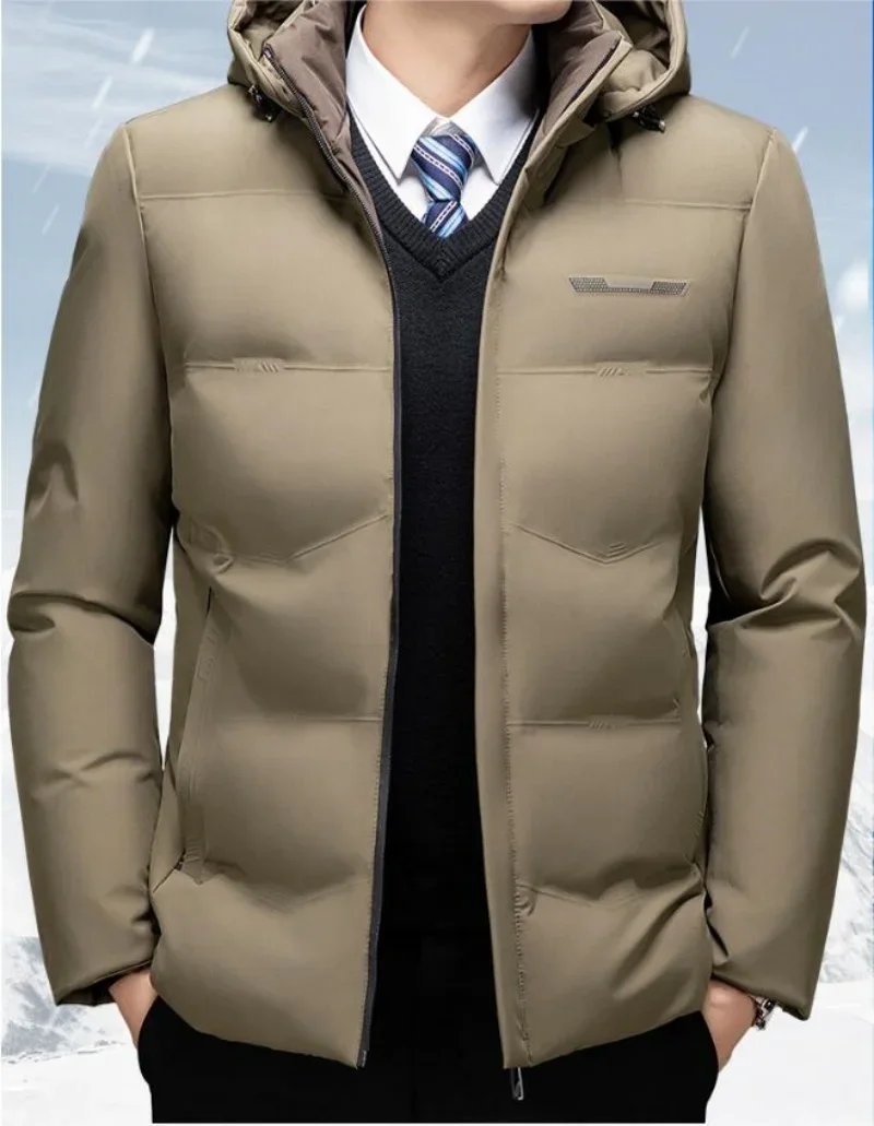 2026 Winter Hooded Coats Men Business Winter Mens Down Jacket Warm Parkas Coat