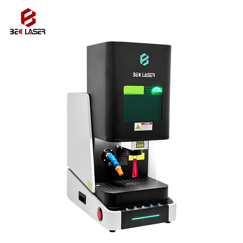 Portable Small Size Enclosed Colour 3d Mopa Fiber  Marking Printing Machine  for Aluminum Bangle CoinsWith Plus Motorized