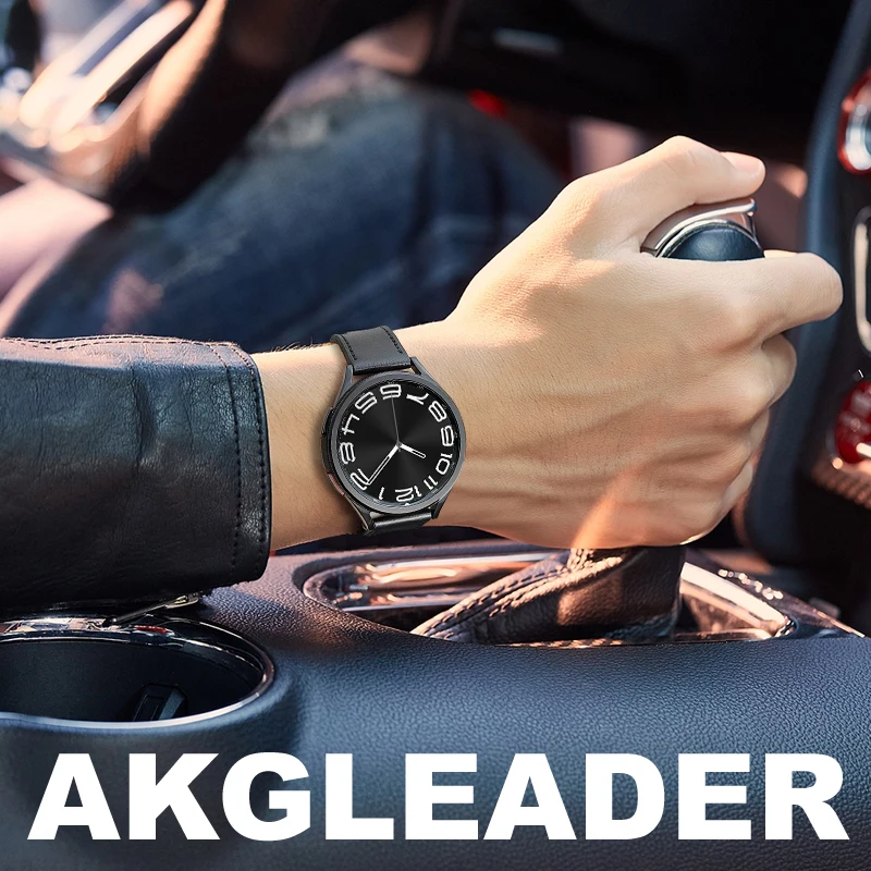 AKGLEADER Classic Strap Pin buckle cowhide strap, classic strap for Samsung Galaxy Watch 6 5 4, 43mm, 47mm, 20mm 22mm 5Pro band