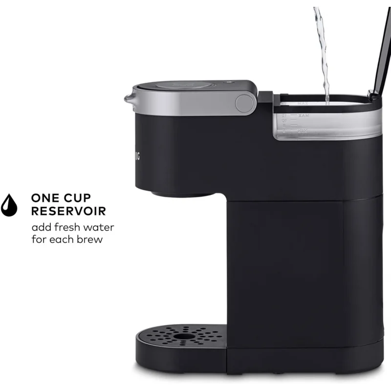 ماكينة صنع القهوة K-Mini Single Service K-Cup Pod، مقاس 6 إلى 12 أونصة، مع مساحة تخزين سلكية، مثالية للمساحات الصغيرة، أسود