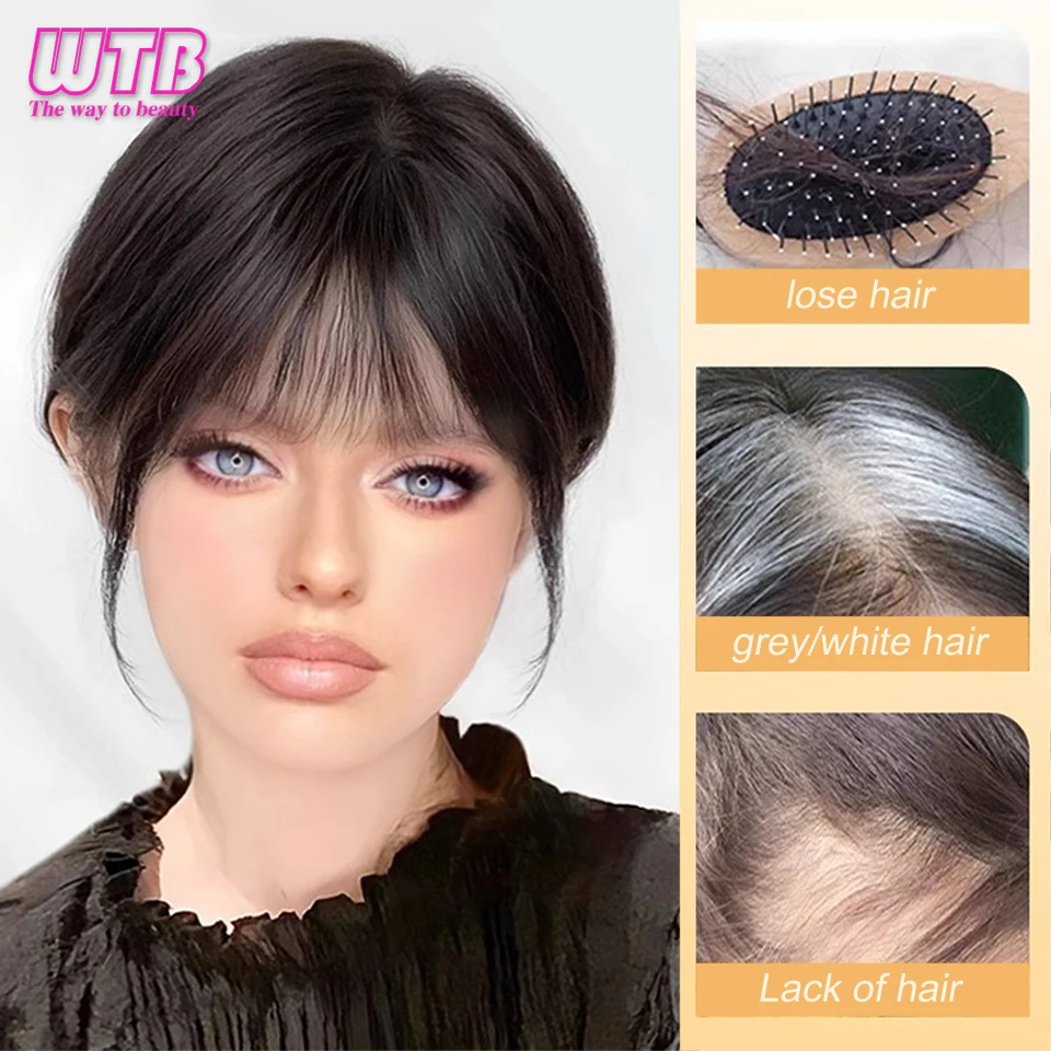 WTB Synthetic bangs wig female reissue natural fluffy wear seamless 3D air bangs wig piece suitable for daily wear.