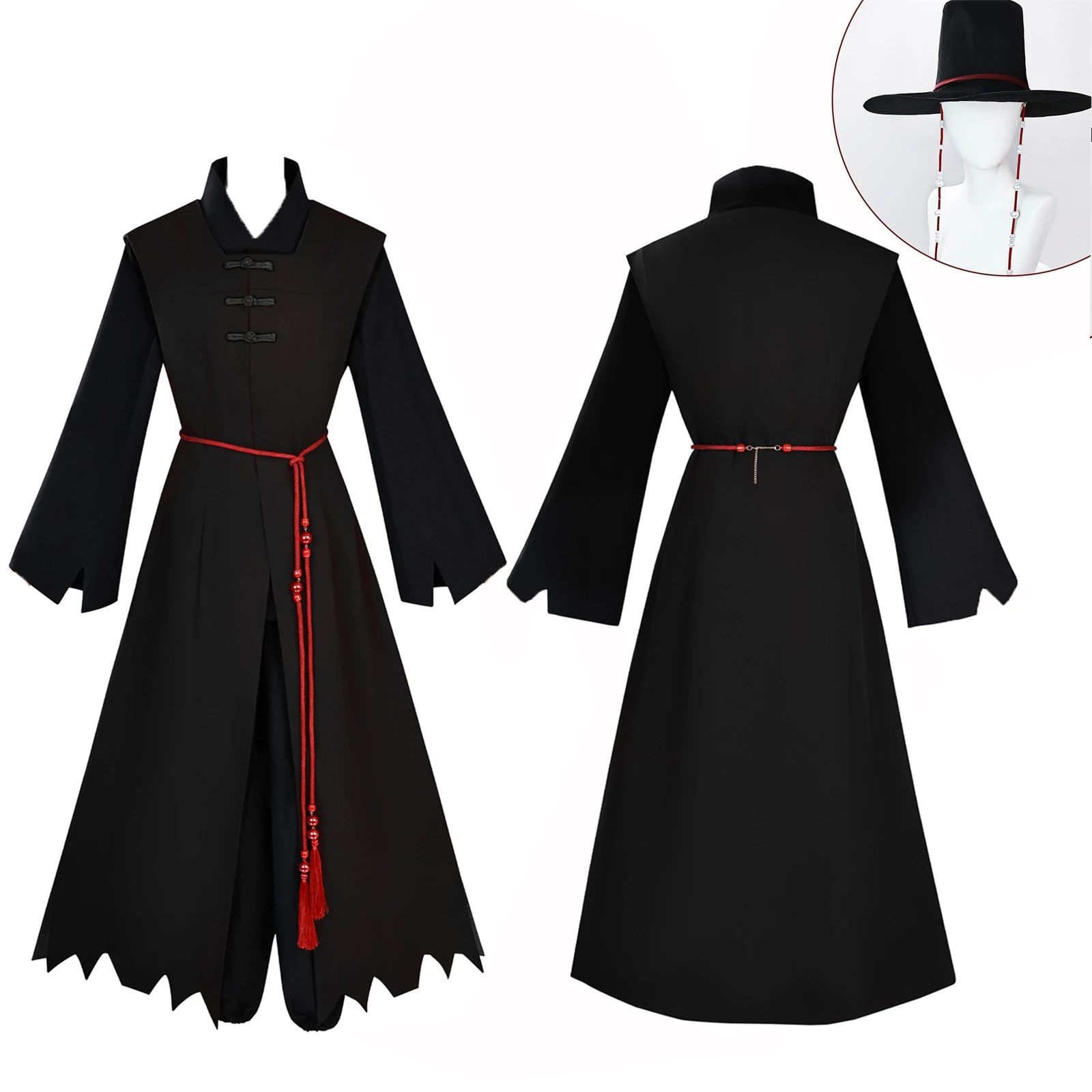 

Demon Hunters Saja Boys Cosplay Costume Anime Men Black Uniform Korean Clothing Jacket With Pendant Hat Halloween Outfit
