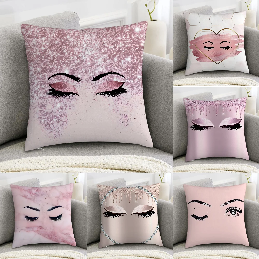 Beauty Makeup Eyelash Pillow Case Sofa Decorative Home Double-sided Print Plush Square Throw Pillow Covers Cushion Decor Cover