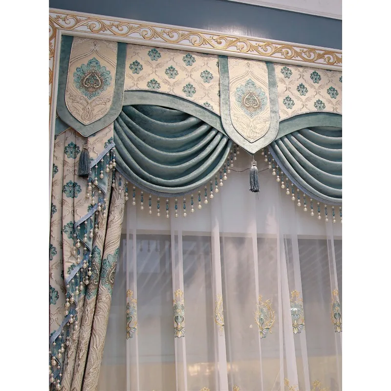 European-style large flower curtains living room luxury atmosphere villa American French Chinese-style new bedroom shading advan
