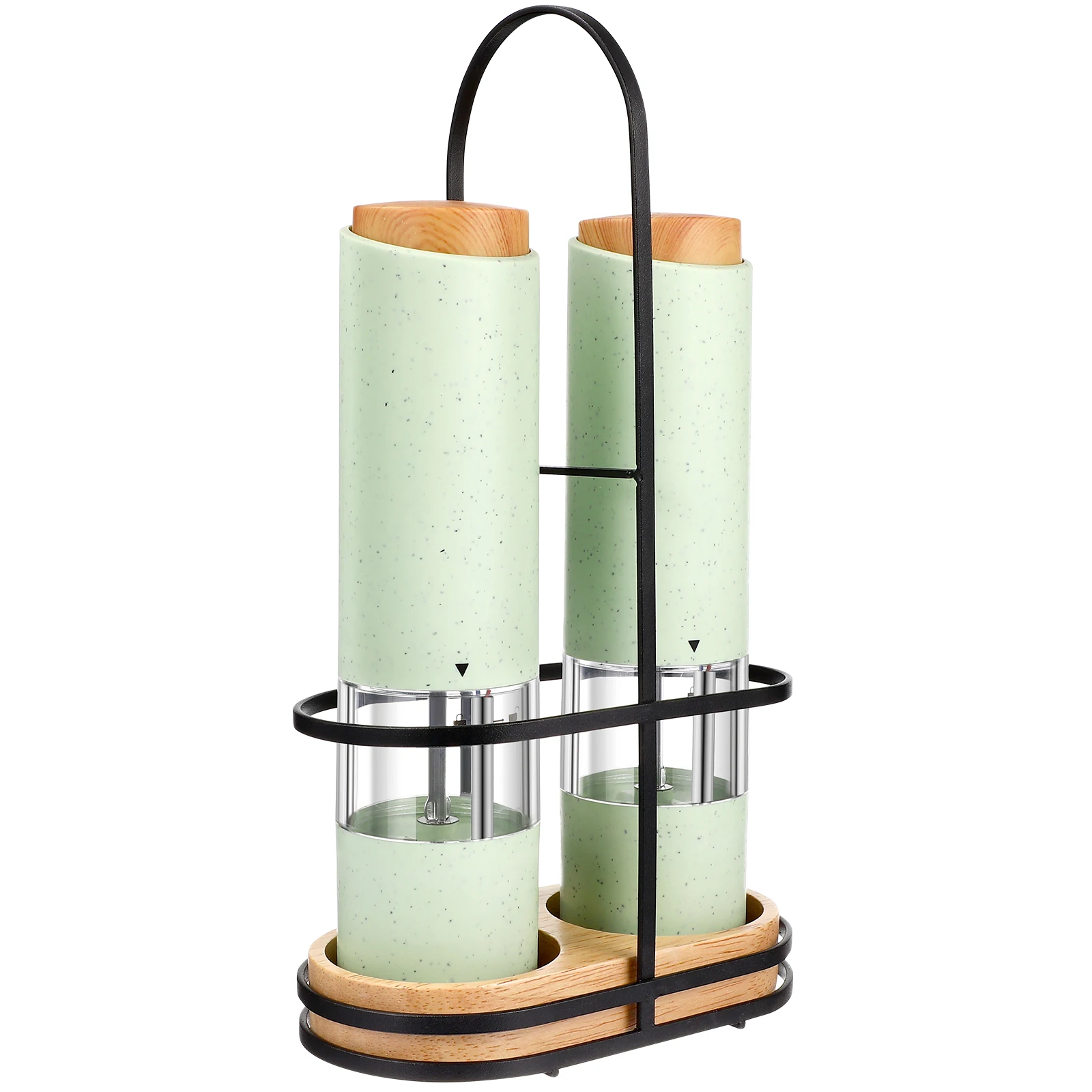 

2Pcs Electric Pepper Grinder Salt Adjustable Coarseness Acrylic Cup Suitable Home Hotel Restaurant Green Black St Set Kitchen