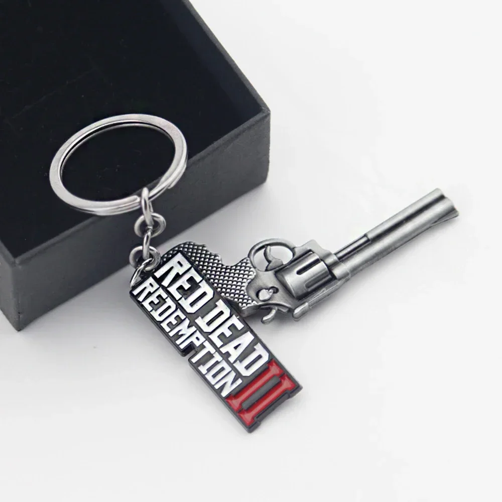 New Game Peripheral Keychain Pendant Jewelry Souvenir Gift Red Dead Redemption 2 Fashion Game Keychain 3D Gun Model Logo KeyRing