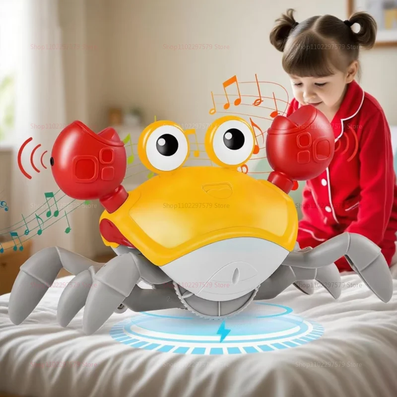 Juguete interactivo de cangrejo para gatear para bebés, niños pequeños, música, baile, aprendizaje sensorial, regalo, Sensor educativo divertido para bebés, juego de movimiento