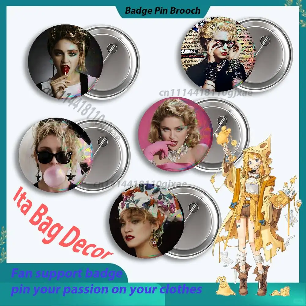 M-Madonna 80s Badges25 32 44 58 75mm Round Cosplay Pin Fans Collect Friends Gifts Brooch Souvenir Custom