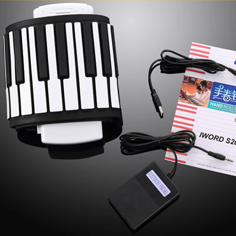 Hooqu 61 88 Keys Up لفة يدوية إلكترونية محمولة قابلة لإعادة الشحن مع لوحة مفاتيح بيانو من السيليكون البيئي