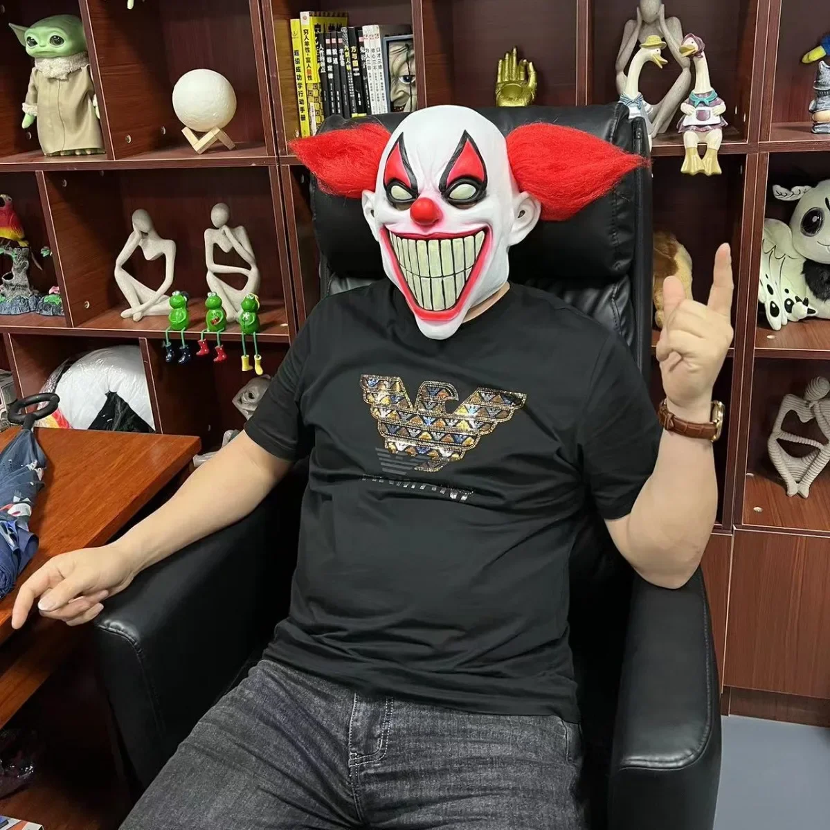 1 PC Clown Mask Creepy Evil Killer Joker Red Nose Clown Mask Scary Halloween Mask Cosplay Costume Prop For Adults