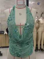 Women Sequin Top V-Neck Backless Crop Tops Summer Halter Neck Tank Top Camisole Sexy Glitter Shiny Club Party Tops - Image 3