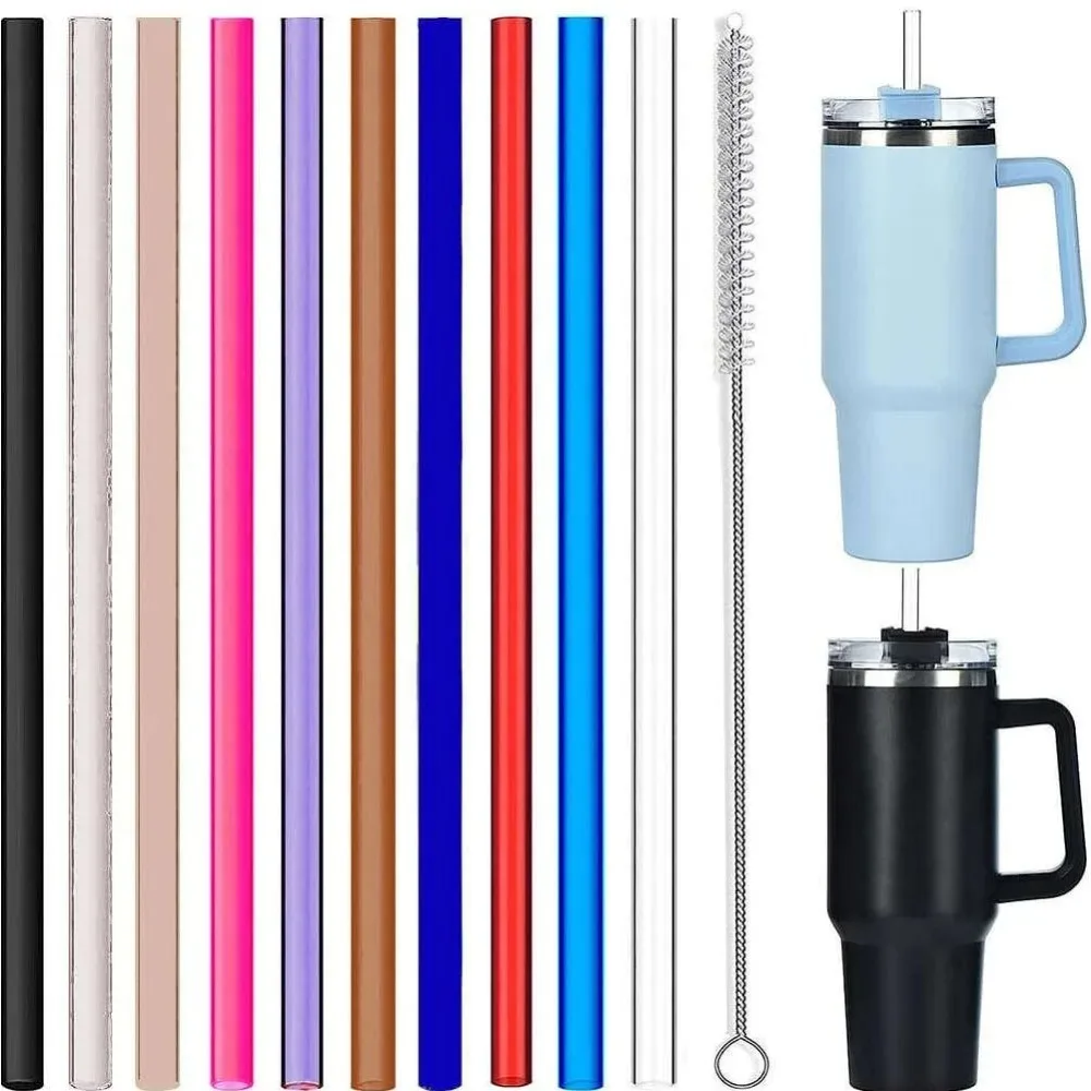 

22pcs 30cm plastic straw Replacement Straw Compatible Tumbler Cup Straws with Cleaning Brush nsulation Cup Reusable Long Straws