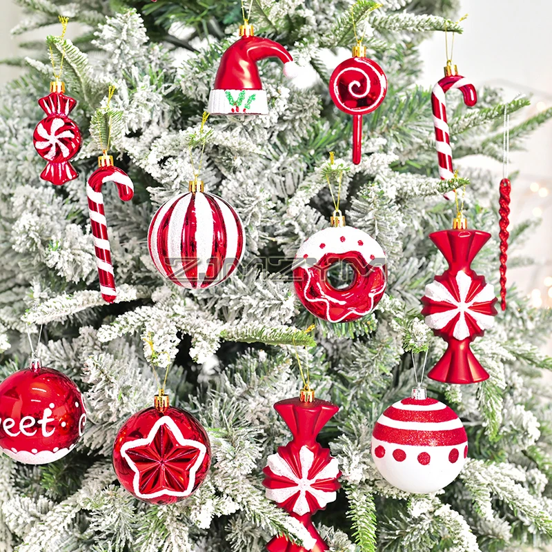 Christmas Tree Ornaments, Red White Christmas Ball Ornaments Set of 78 Pack Shatterproof Plastic Xmas Decorations for Home