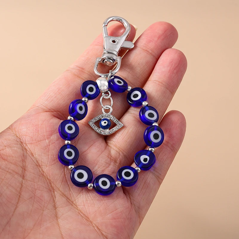 Aihua Boho Türkischer böser Blick Perlen Schlüsselanhänger Schlüsselanhänger für Paar Liebhaber Lucky Blue Eye Bag Airpods Box Autotelefon Lanyard Geschenke – Detail 2