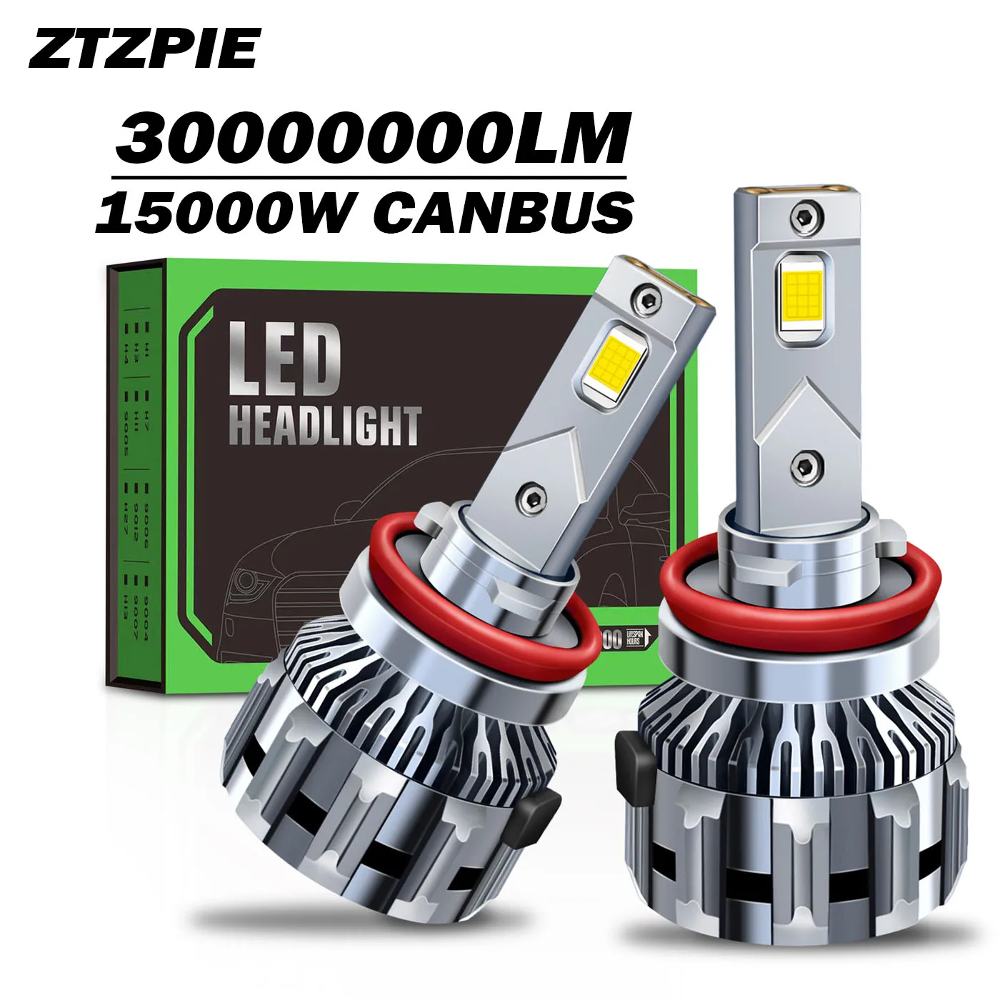 

ZTZPIE 12V 24V 6500K HB3 9005 9006 H1 H7 H4 H11 Светодиодная лампа Canbus CSP 9570 Power 9007 H13 для автомобильных фар 3000000LM 15000W