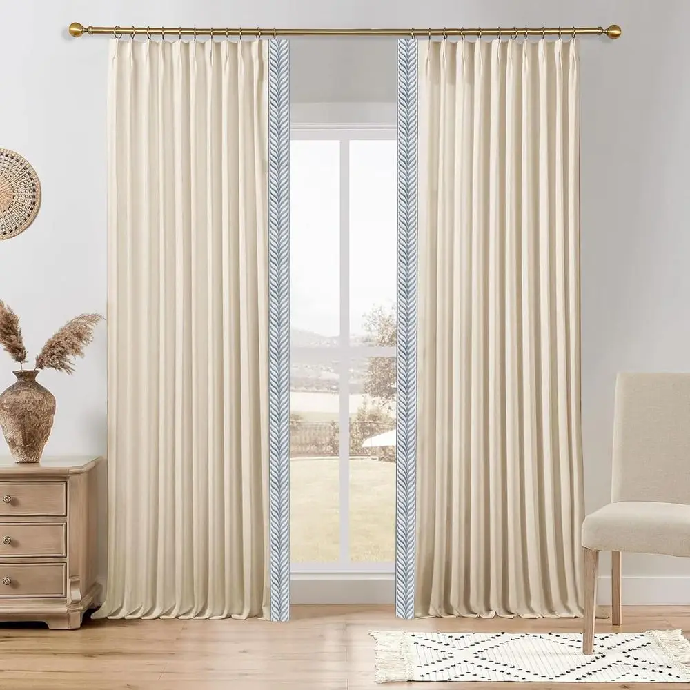 

Heavyweight Pinch Pleat Blue Tape Lining Curtains, 100 Wide x 92 Long, Sand Beige, Set of 1 for Bedroom or Living Room