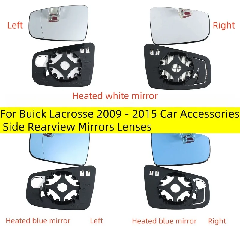 

For Buick Lacrosse 2009-2015 Car Accessories Side Rearview Mirrors Lenses Rear View Mirror White Blue Glass Lens with Heating