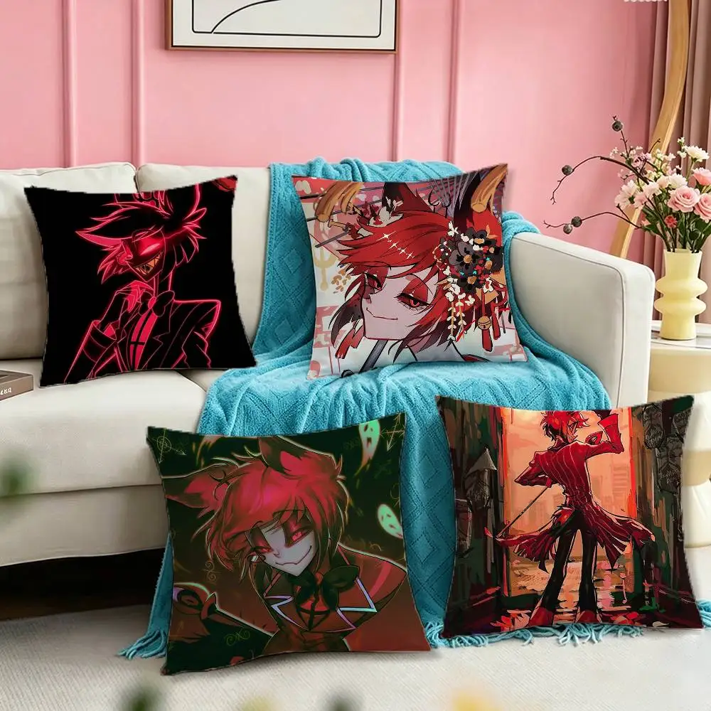 

L-Lnsane anime H-Hazbin Hotel Pillow Case Square Double-Sided Sofa Cushion Cover Bedroom Bedside Pillow