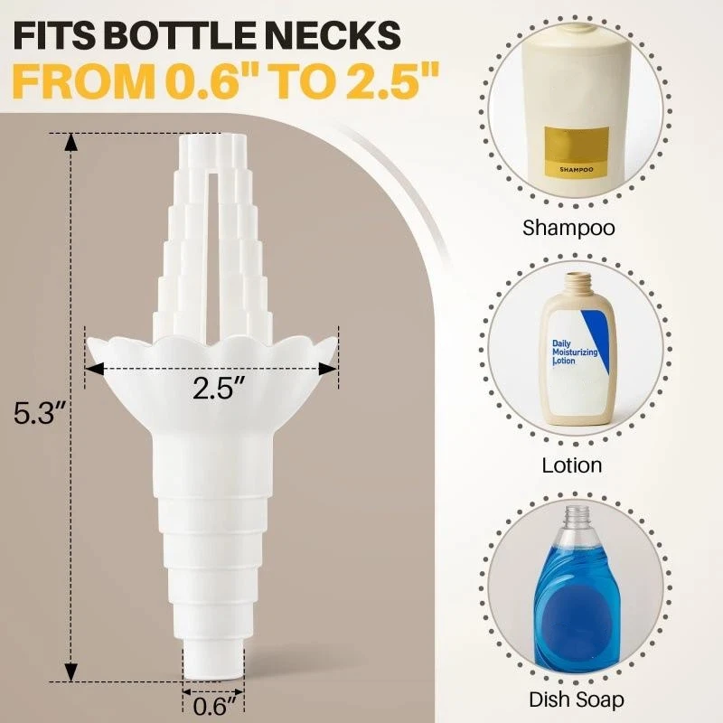 Save the Last Drop! 1/2Pcs Bottle-to-Bottle Connector, No-Mess Liquid Transfer for Soap, Oil or Cleaners, Kitchen Hack