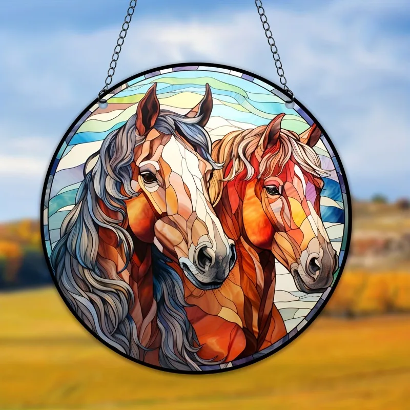 

Horse Lover Gift Horse Window Hanging Suncatcher Ornament Horse Stained Suncatcher Ornament Horses Wreath Sign Home Decoration