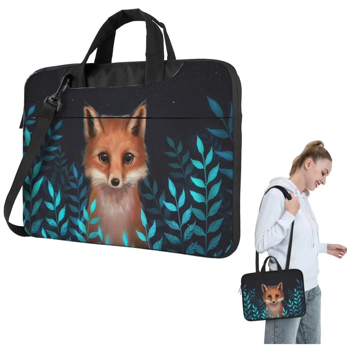 Bolso Bandolera para Portátil Fox, Funda para Computadora de 13, 14 y 15.6 Pulgadas, Bolsa para Notebook Macbook Pro