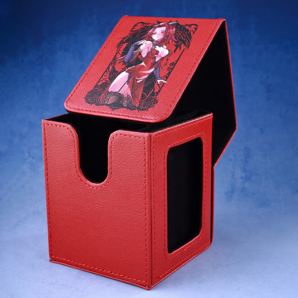 Zwarte rozendraak ​ Trading Card Storage Deck Box met etalage, biedt plaats aan 120+ kaarten, magnetisch PU voor YGO, PTCG, TCGMTG ​