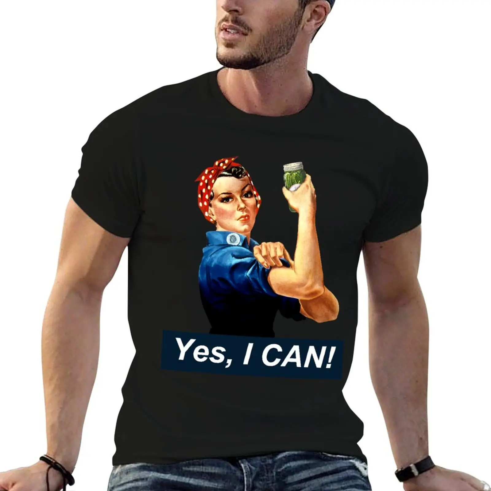 Funny Satire Rosie the Riveter Canning Yes I CAN T-Shirt Classic Crew Neck Cotton T-Shirt