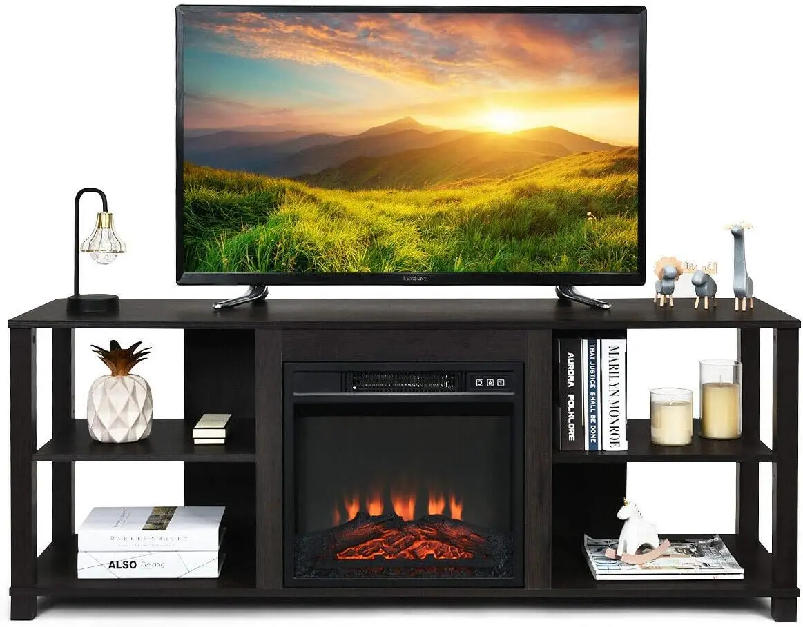 

3-Tier TV Stand with Storage, Wood Multipurpose Entertainment Center for 65 In TV, TV Console Table 1400W Electric Fire Place