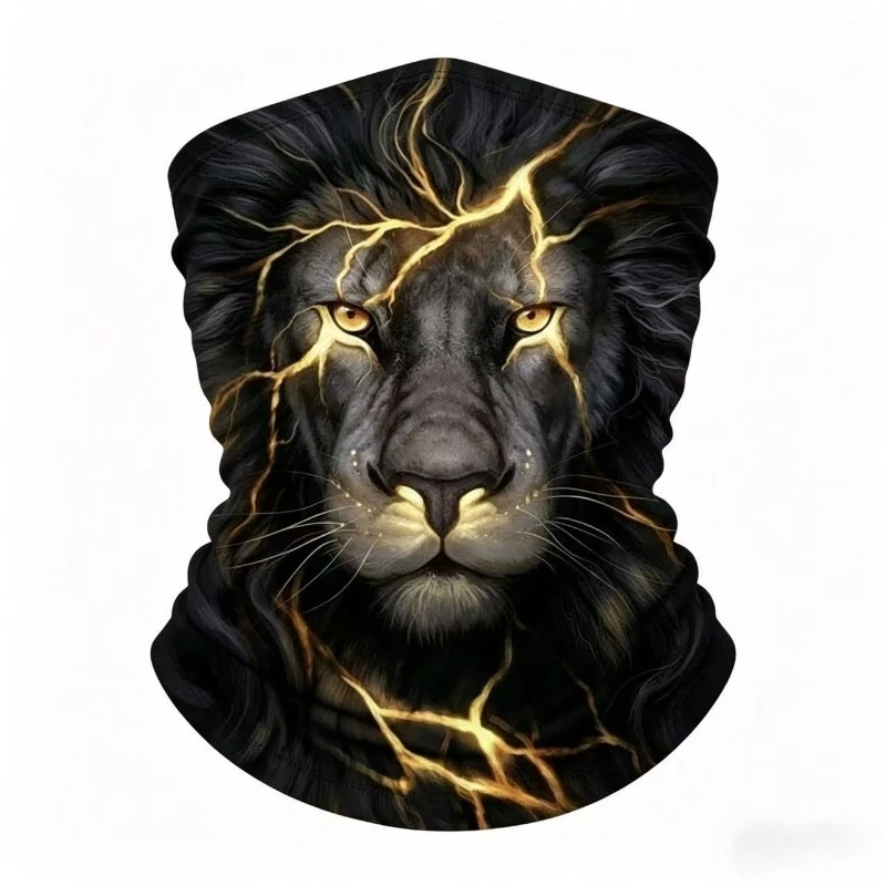 

3D Lightning Lion Neck Warmer/face Mask, Unisex, Windproof and UV-protective Multi-functional Headband