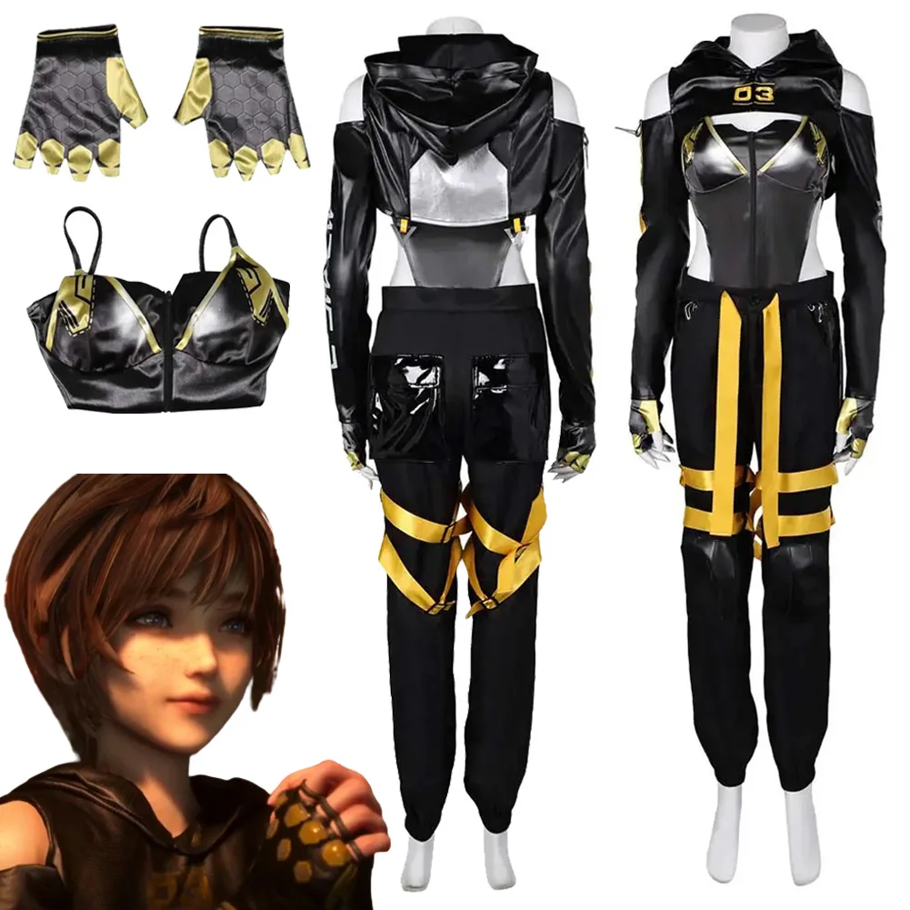 

Game Stellar Blade Lily Artemis II Women Cosplay Clothes Fantasia Adult Black Jumpsuit Gloves Roleplay Disguise Fancy Outfits